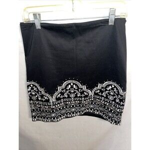 White House Black Market Dress Skirt Women's Size 6 Black Embroderied Fashion